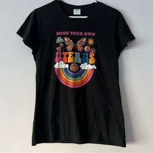 "Mind Your Own Uterus" Black Tee Women's Small